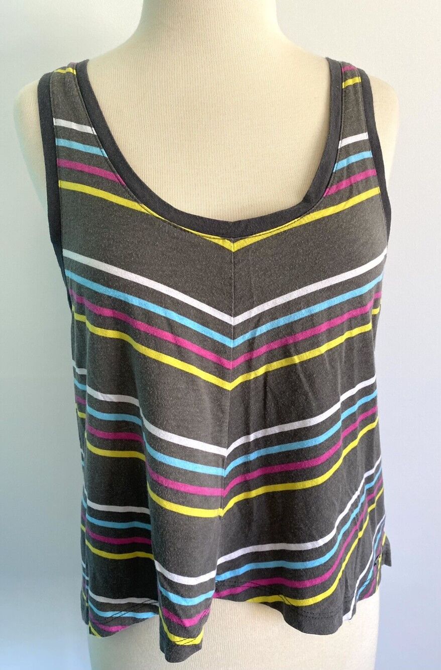 L Ecko Unlimited Striped Crop Tank Top Grey Striped